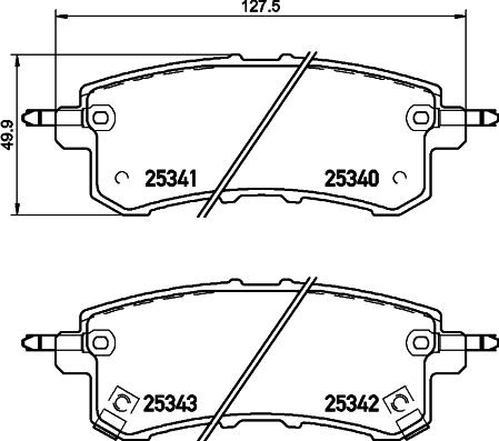 HELLA 8DB 355 019-541 - Комплект спирачно феродо, дискови спирачки vvparts.bg