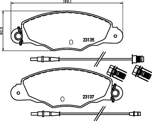 HELLA 8DB 355 019-331 - Комплект спирачно феродо, дискови спирачки vvparts.bg