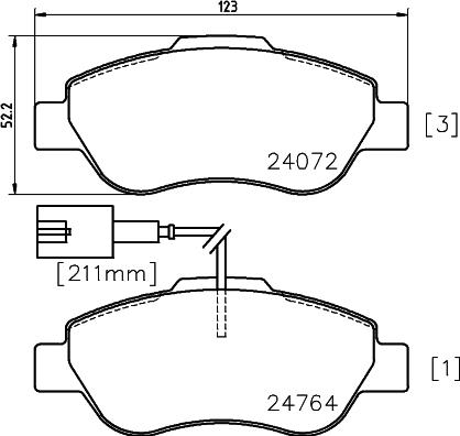 HELLA 8DB 355 014-471 - Комплект спирачно феродо, дискови спирачки vvparts.bg