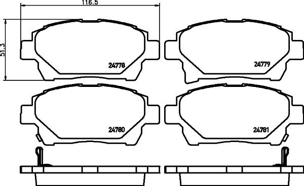 HELLA 8DB 355 028-741 - Комплект спирачно феродо, дискови спирачки vvparts.bg