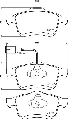 HELLA 8DB 355 014-241 - Комплект спирачно феродо, дискови спирачки vvparts.bg