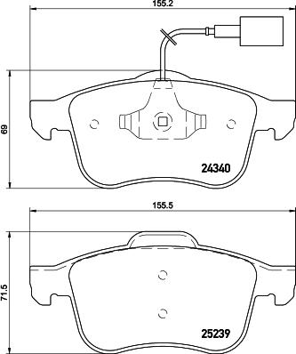 HELLA 8DB 355 015-531 - Комплект спирачно феродо, дискови спирачки vvparts.bg