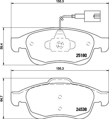 HELLA 8DB 355 015-521 - Комплект спирачно феродо, дискови спирачки vvparts.bg