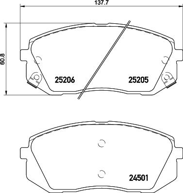 HELLA 8DB 355 015-841 - Комплект спирачно феродо, дискови спирачки vvparts.bg