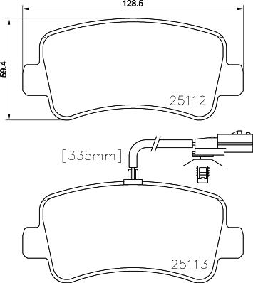 HELLA 8DB 355 015-301 - Комплект спирачно феродо, дискови спирачки vvparts.bg