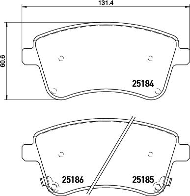 HELLA 8DB 355 015-331 - Комплект спирачно феродо, дискови спирачки vvparts.bg