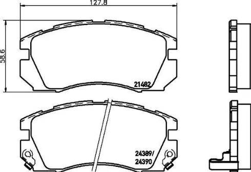 HELLA 8DB 355 016-881 - Комплект спирачно феродо, дискови спирачки vvparts.bg