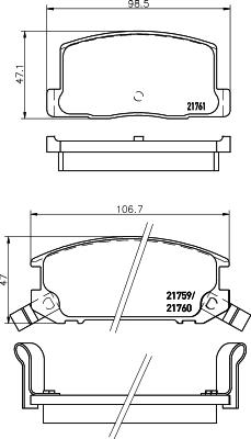 HELLA 8DB 355 016-741 - Комплект спирачно феродо, дискови спирачки vvparts.bg