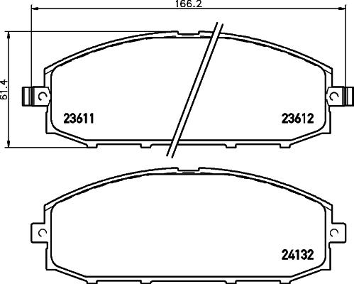 HELLA 8DB 355 010-511 - Комплект спирачно феродо, дискови спирачки vvparts.bg