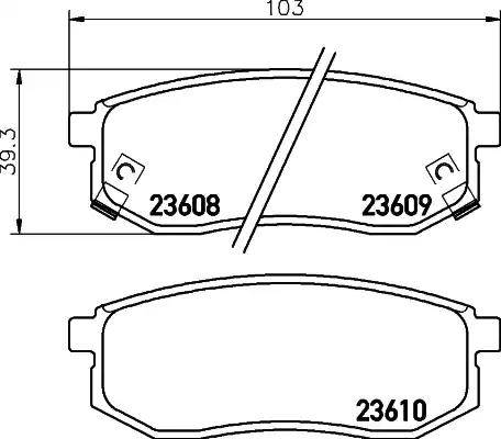 HELLA 8DB 355 010-011 - Комплект спирачно феродо, дискови спирачки vvparts.bg