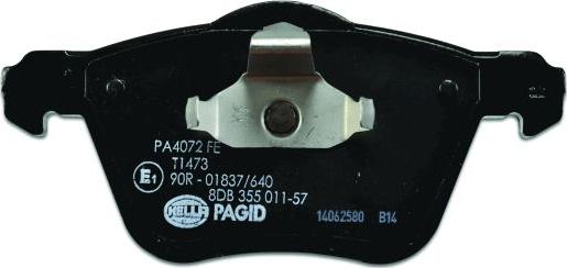 HELLA 8DB 355 011-571 - Комплект спирачно феродо, дискови спирачки vvparts.bg