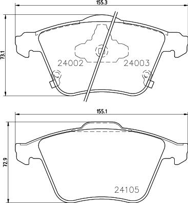 HELLA 8DB 355 011-051 - Комплект спирачно феродо, дискови спирачки vvparts.bg