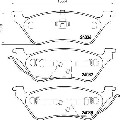 HELLA 8DB 355 011-061 - Комплект спирачно феродо, дискови спирачки vvparts.bg