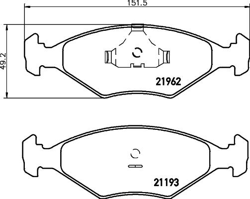 HELLA 8DB 355 011-031 - Комплект спирачно феродо, дискови спирачки vvparts.bg