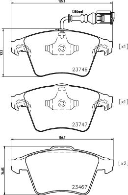 HELLA 8DB 355 011-171 - Комплект спирачно феродо, дискови спирачки vvparts.bg