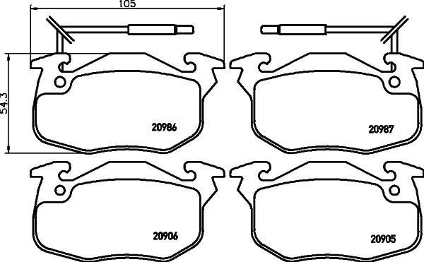 HELLA 8DB 355 018-961 - Комплект спирачно феродо, дискови спирачки vvparts.bg