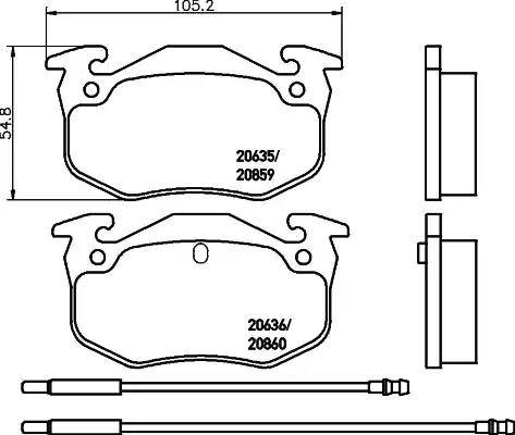 HELLA 8DB 355 018-921 - Комплект спирачно феродо, дискови спирачки vvparts.bg