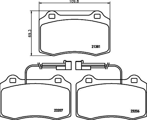 HELLA 8DB 355 018-421 - Комплект спирачно феродо, дискови спирачки vvparts.bg