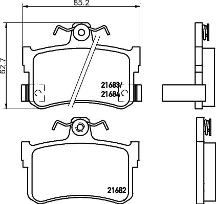 HELLA 8DB 355 018-611 - Комплект спирачно феродо, дискови спирачки vvparts.bg