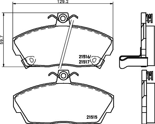 HELLA 8DB 355 018-031 - Комплект спирачно феродо, дискови спирачки vvparts.bg