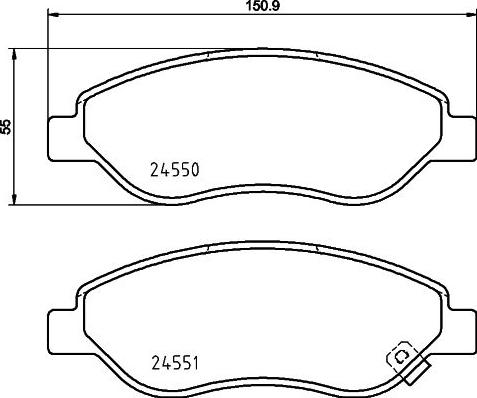 HELLA 8DB 355 013-401 - Комплект спирачно феродо, дискови спирачки vvparts.bg