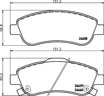 HELLA 8DB 355 013-611 - Комплект спирачно феродо, дискови спирачки vvparts.bg