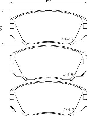 HELLA 8DB 355 013-051 - Комплект спирачно феродо, дискови спирачки vvparts.bg