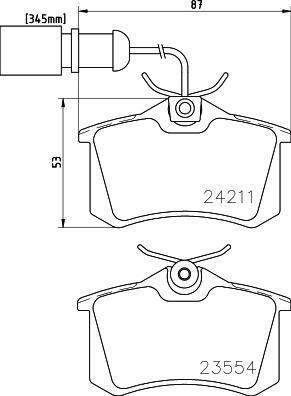 HELLA 8DB 355 013-131 - Комплект спирачно феродо, дискови спирачки vvparts.bg