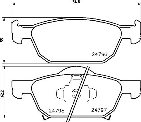 HELLA 8DB 355 013-891 - Комплект спирачно феродо, дискови спирачки vvparts.bg