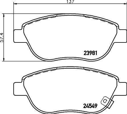 HELLA 8DB 355 032-551 - Комплект спирачно феродо, дискови спирачки vvparts.bg