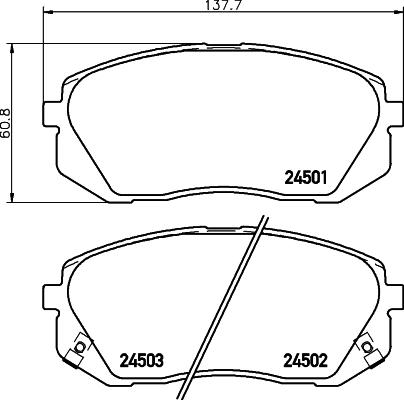 HELLA 8DB 355 012-961 - Комплект спирачно феродо, дискови спирачки vvparts.bg