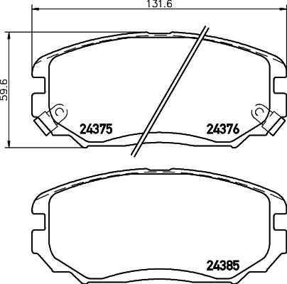 HELLA PAGID 8DB355036291 - Комплект спирачно феродо, дискови спирачки vvparts.bg