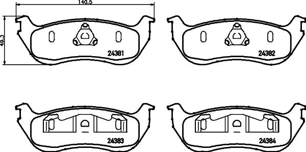 HELLA 8DB 355 012-481 - Комплект спирачно феродо, дискови спирачки vvparts.bg