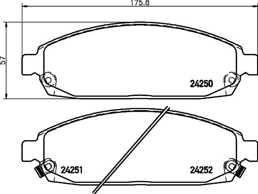 HELLA 8DB 355 012-101 - Комплект спирачно феродо, дискови спирачки vvparts.bg