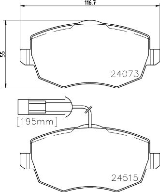 HELLA 8DB 355 012-851 - Комплект спирачно феродо, дискови спирачки vvparts.bg