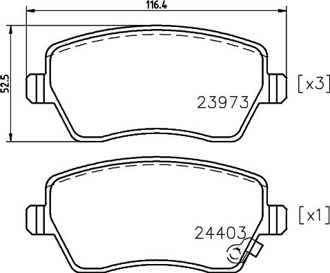 HELLA 8DB 355 012-301 - Комплект спирачно феродо, дискови спирачки vvparts.bg