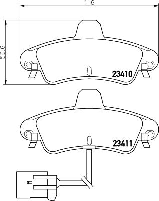 HELLA 8DB 355 012-201 - Комплект спирачно феродо, дискови спирачки vvparts.bg