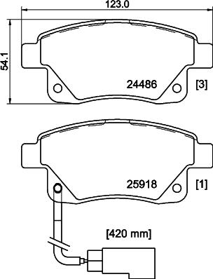 HELLA 8DB 355 012-781 - Комплект спирачно феродо, дискови спирачки vvparts.bg