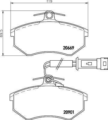 HELLA 8DB 355 017-651 - Комплект спирачно феродо, дискови спирачки vvparts.bg