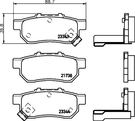 HELLA 8DB 355 017-151 - Комплект спирачно феродо, дискови спирачки vvparts.bg