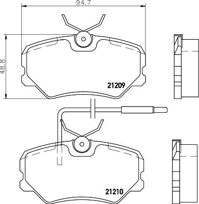 HELLA 8DB 355 017-741 - Комплект спирачно феродо, дискови спирачки vvparts.bg