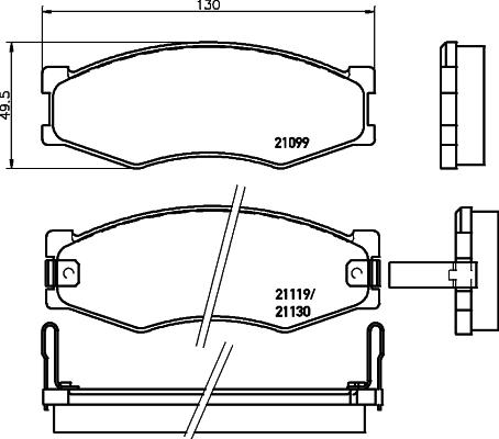 HELLA 8DB 355 036-581 - Комплект спирачно феродо, дискови спирачки vvparts.bg