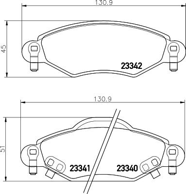 HELLA 8DB 355 030-251 - Комплект спирачно феродо, дискови спирачки vvparts.bg