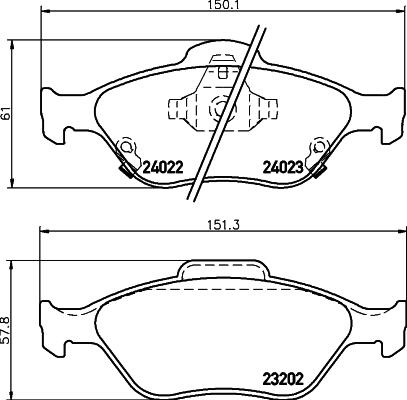 HELLA 8DB 355 030-221 - Комплект спирачно феродо, дискови спирачки vvparts.bg