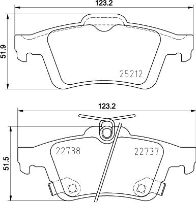 HELLA 8DB 355 037-661 - Комплект спирачно феродо, дискови спирачки vvparts.bg