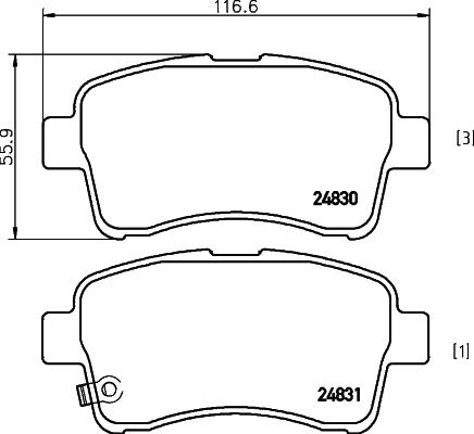 HELLA 8DB 355 029-681 - Комплект спирачно феродо, дискови спирачки vvparts.bg