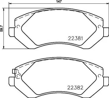 HELLA 8DB 355 024-881 - Комплект спирачно феродо, дискови спирачки vvparts.bg