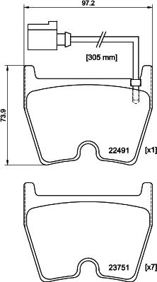 HELLA 8DB 355 025-171 - Комплект спирачно феродо, дискови спирачки vvparts.bg