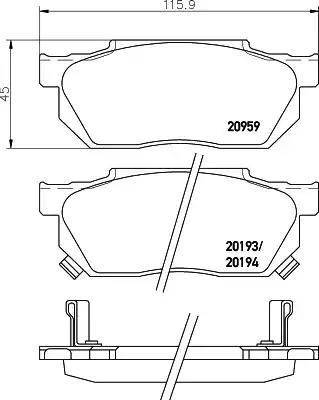 HELLA 8DB 355 005-641 - Комплект спирачно феродо, дискови спирачки vvparts.bg