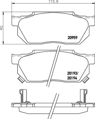 HELLA 8DB 355 026-831 - Комплект спирачно феродо, дискови спирачки vvparts.bg